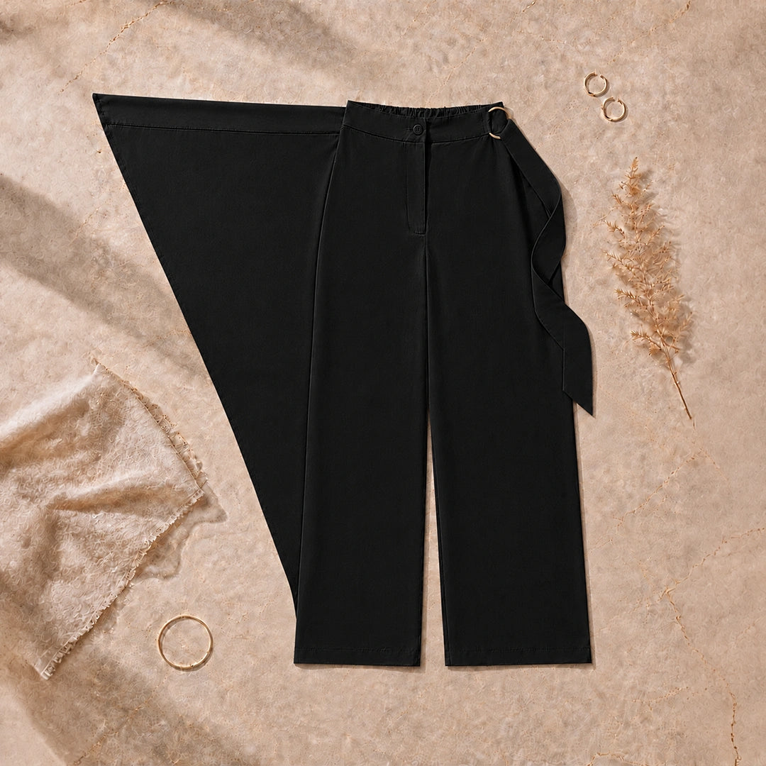 Wrap Overlay Trousers - Black