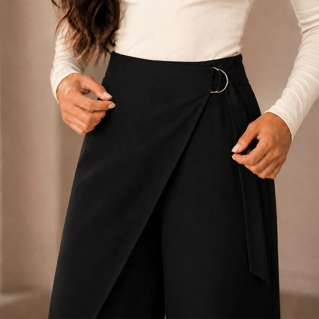 Wrap Overlay Trousers - Black