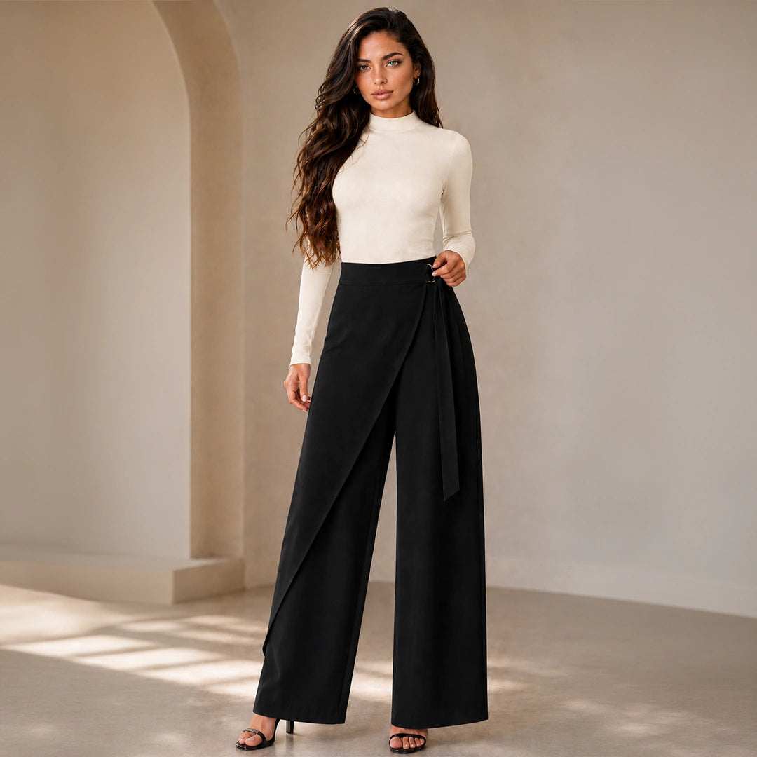 Wrap Overlay Trousers - Black