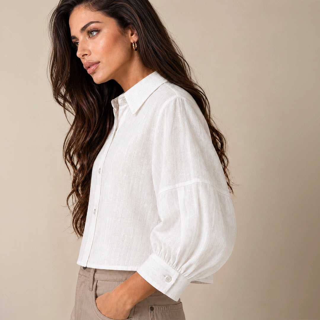 Cropped Boxy Shirt - White