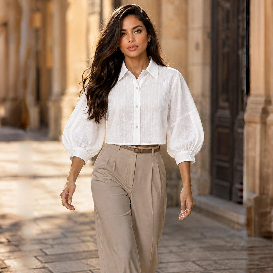 Cropped Boxy Shirt - White
