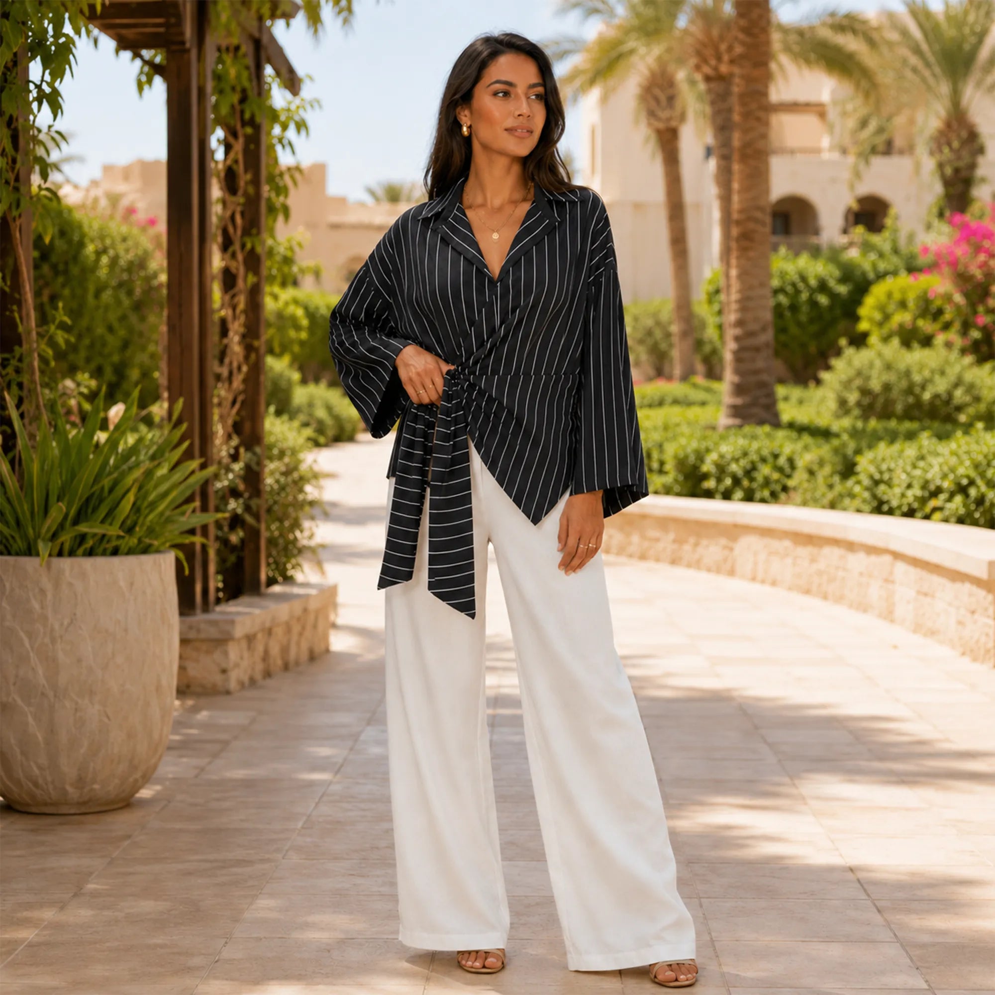The Striped Wrap Blouse
