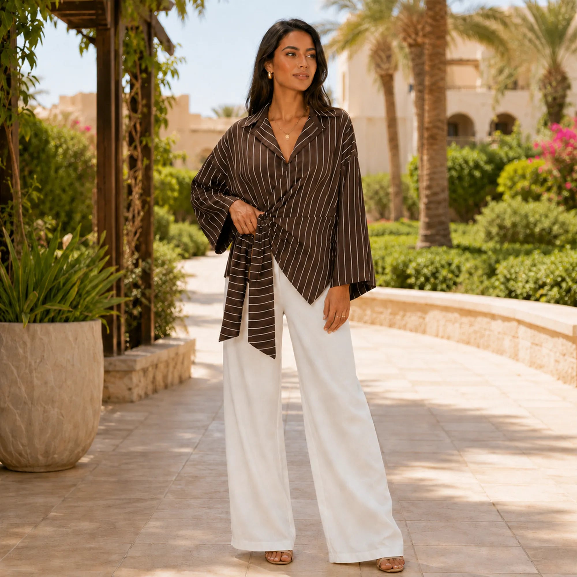 The Striped Wrap Blouse