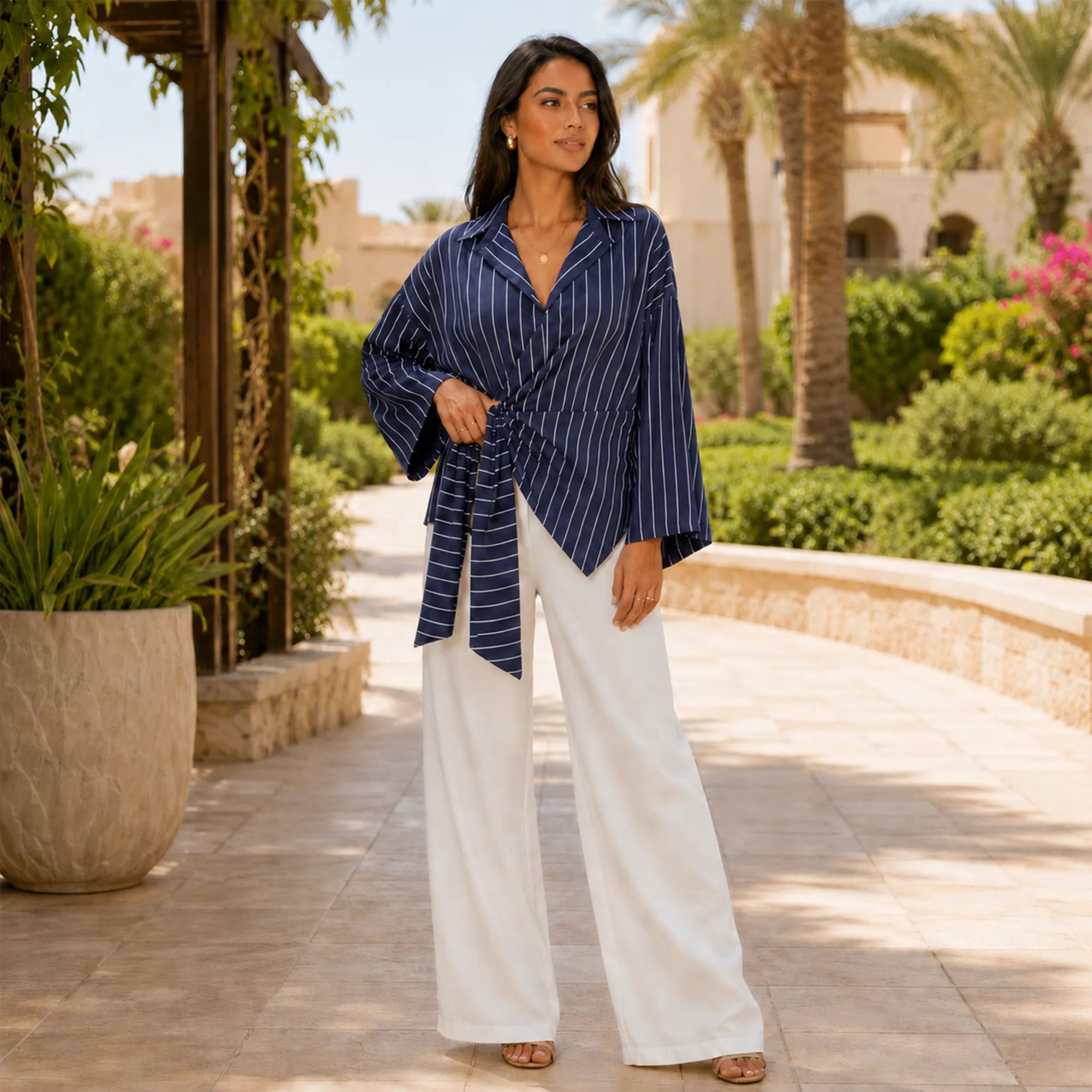 The Striped Wrap Blouse