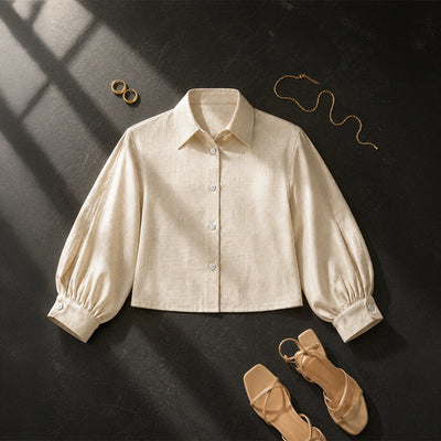 Cropped Boxy Shirt - Beige