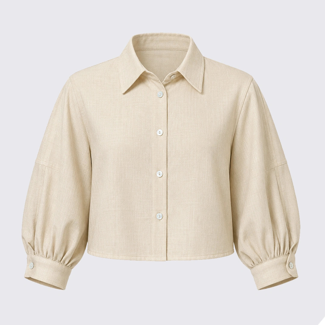 Cropped Boxy Shirt - Beige