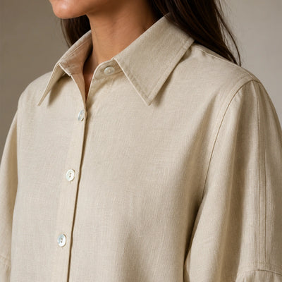 Cropped Boxy Shirt - Beige
