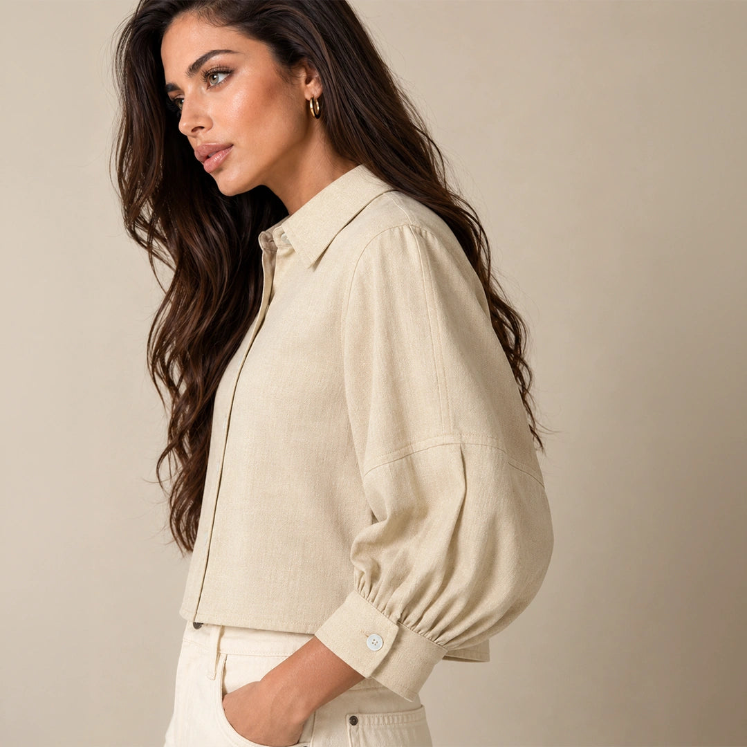 Cropped Boxy Shirt - Beige