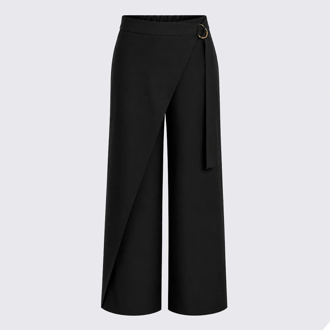 Wrap Overlay Trousers - Black