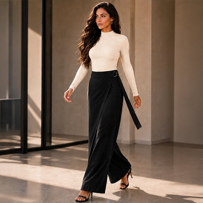 Wrap Overlay Trousers - Black