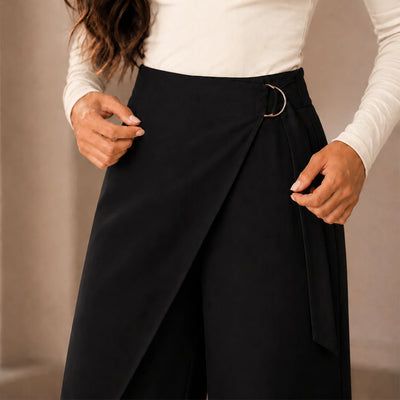 Wrap Overlay Trousers - Black