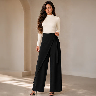 Wrap Overlay Trousers - Black