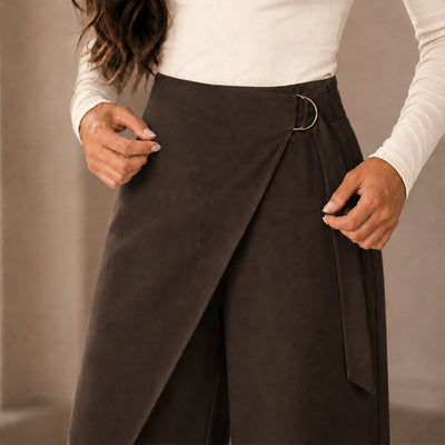 Wrap Overlay Trousers - Brown