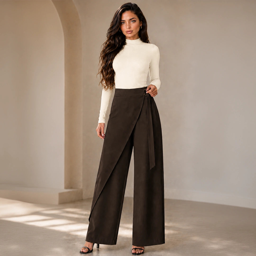 Wrap Overlay Trousers - Brown