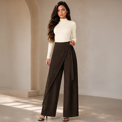 Wrap Overlay Trousers - Brown