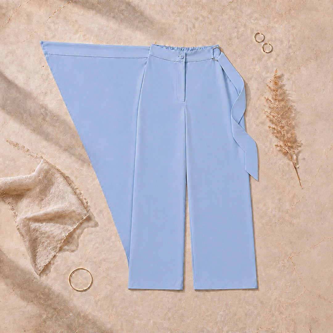 Wrap Overlay Trousers - Sky Blue