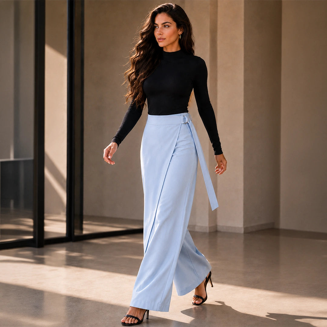 Wrap Overlay Trousers - Sky Blue