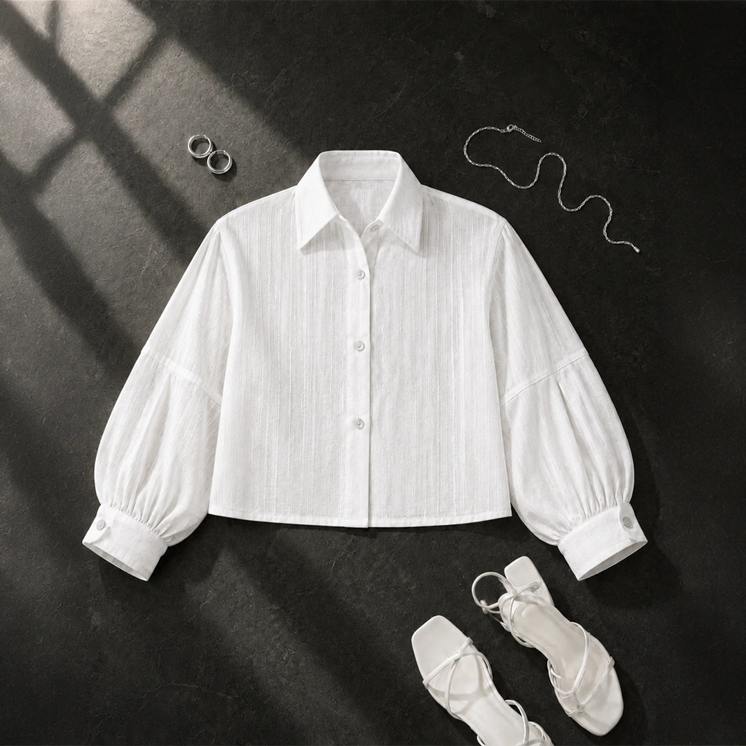 Cropped Boxy Shirt - White