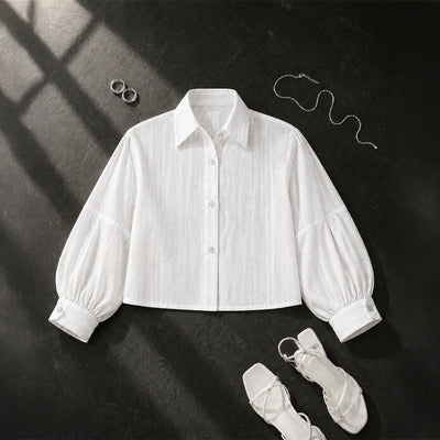 Cropped Boxy Shirt - White