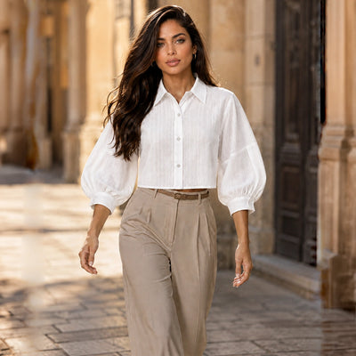 Cropped Boxy Shirt - White