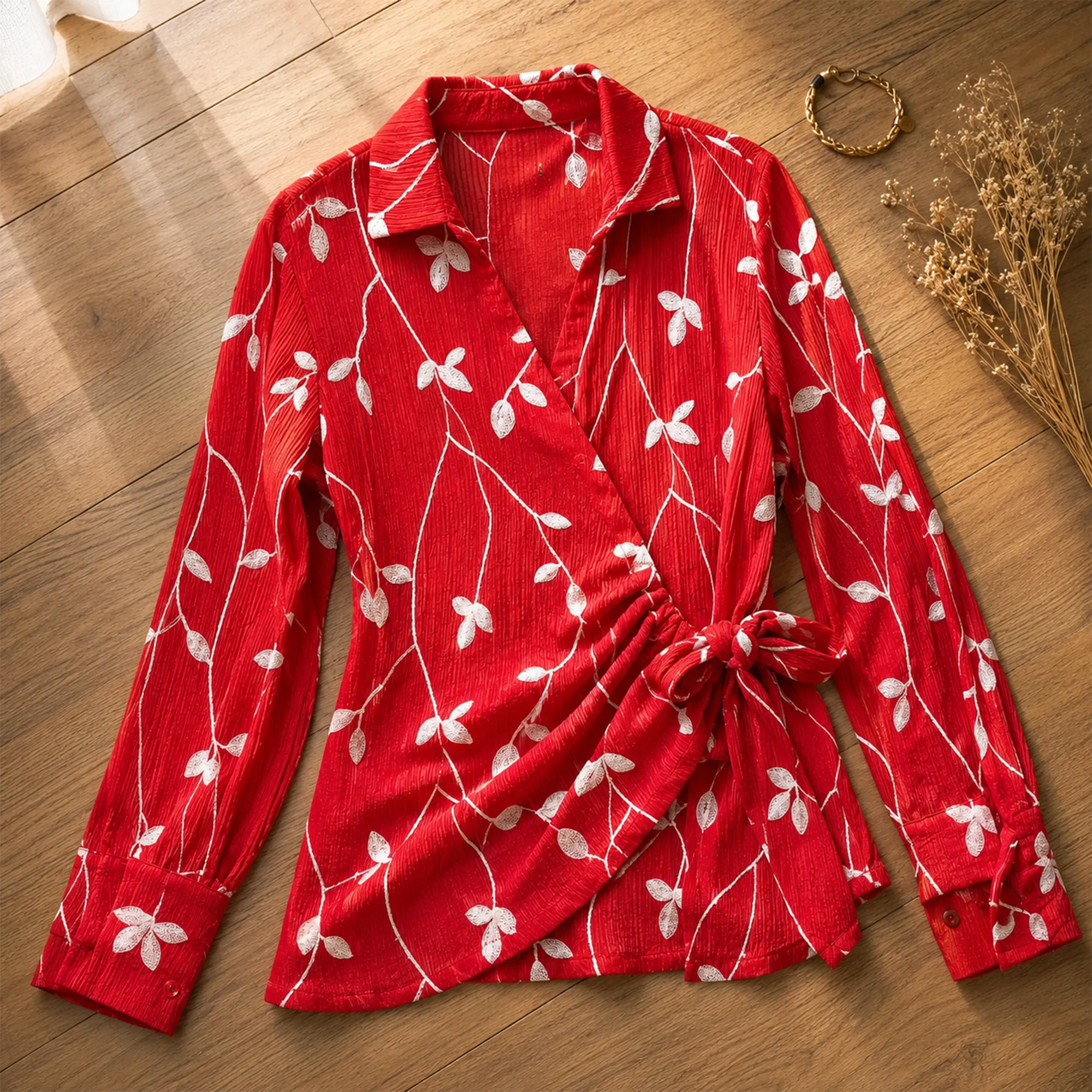 The Red Wrap Blouse