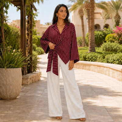 The Striped Wrap Blouse